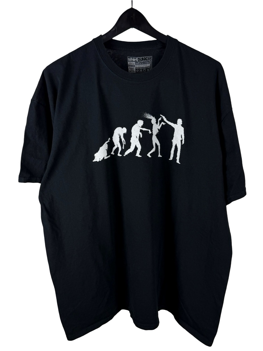 Mens Y2K Shirt Punch Zombie Cartoon Walking Dead Promo Black Shirt Size 2XL